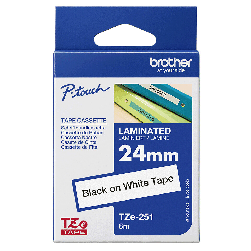 Brother TZE-251 label-making tape Black on white - Image 4