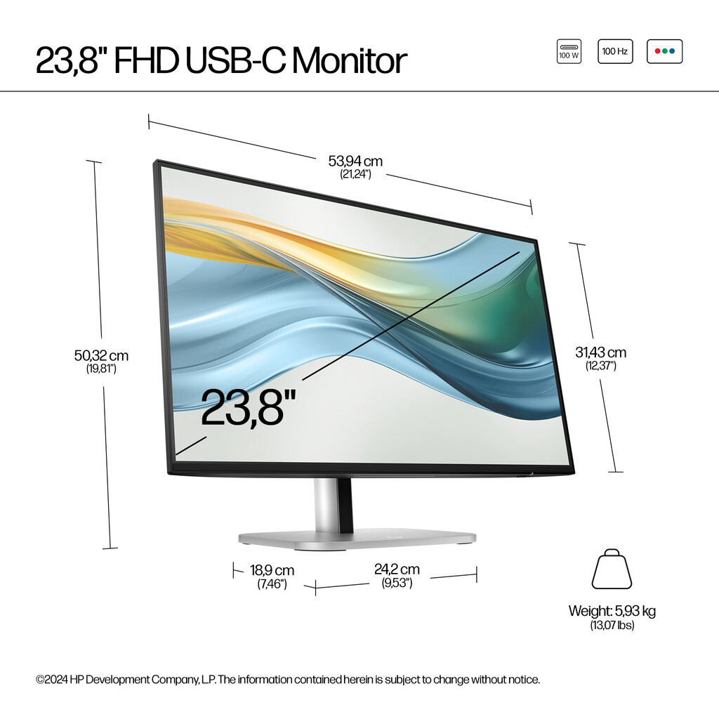HP Series 5 Pro 23.8 inch FHD USB-C Monitor - 524pu - Image 7