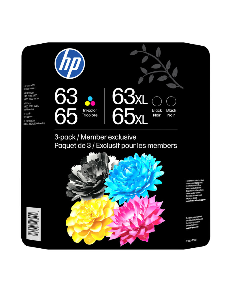 HP 63/65 Color/Black Ink Cartridge Combo 3-Pack