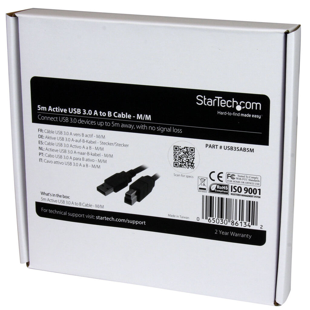 StarTech.com Active USB 3.0 (5Gbps) USB-A to USB-B Cable - M/M - 5m (15ft) - TAA - Image 4