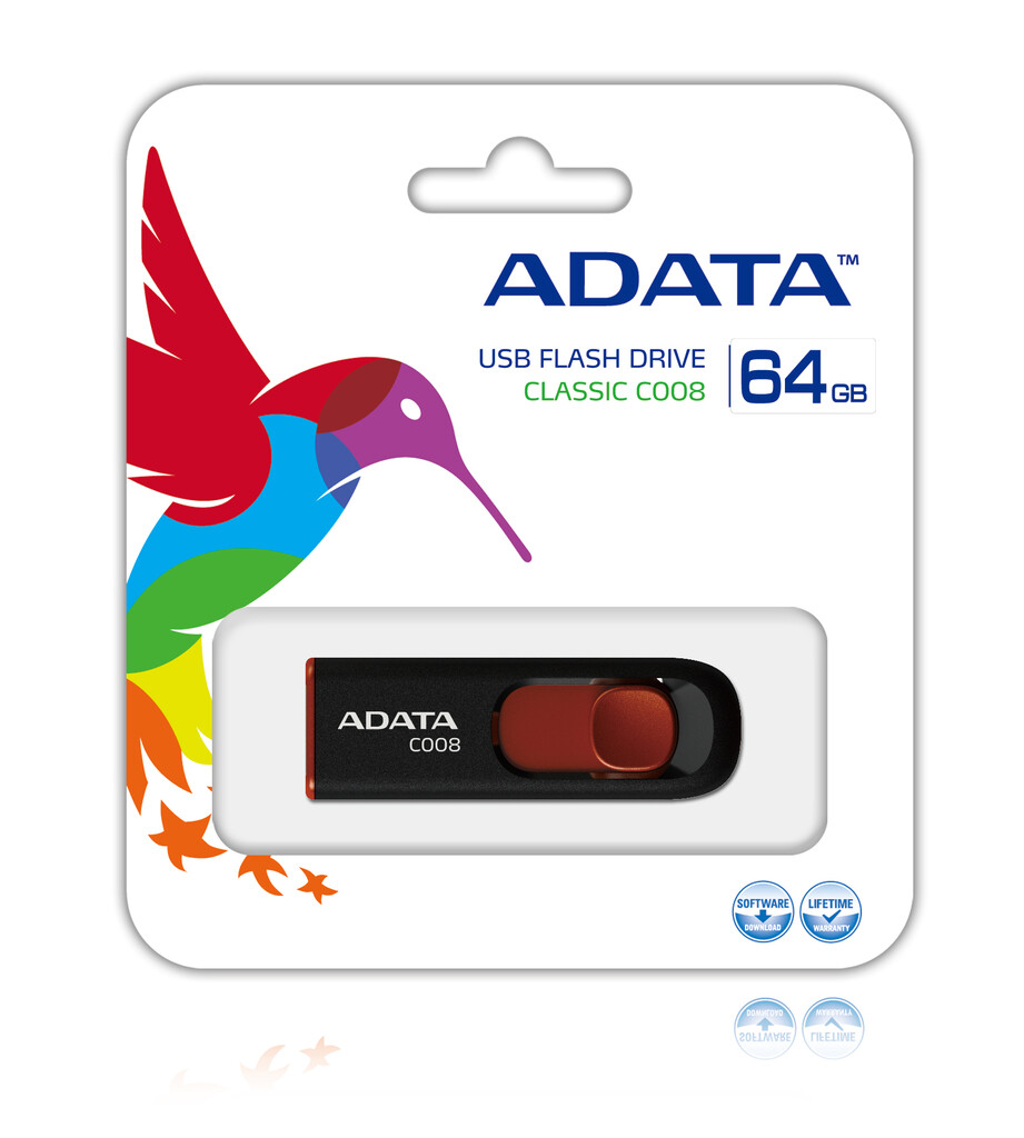 ADATA C008 64GB USB flash drive USB Type-A 2.0 Black, Red - Image 2