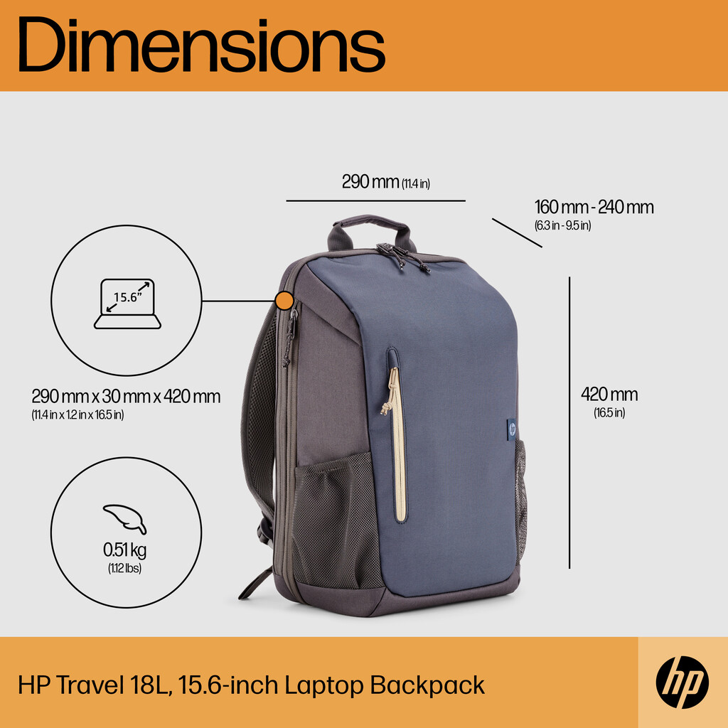 HP Travel 18 Liter 15.6 Iron Grey Laptop Backpack - Image 9