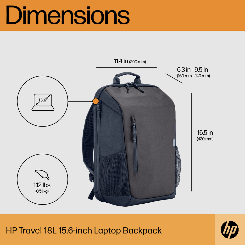 HP Travel 18 Liter 15.6 Iron Grey Laptop Backpack - Image 12