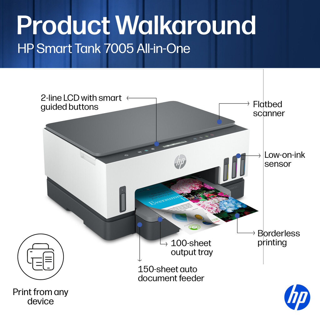 HP Smart Tank 7005 Wireless All-in-One Color Printer, Two-sided printing; Copier, Scanner - Image 21