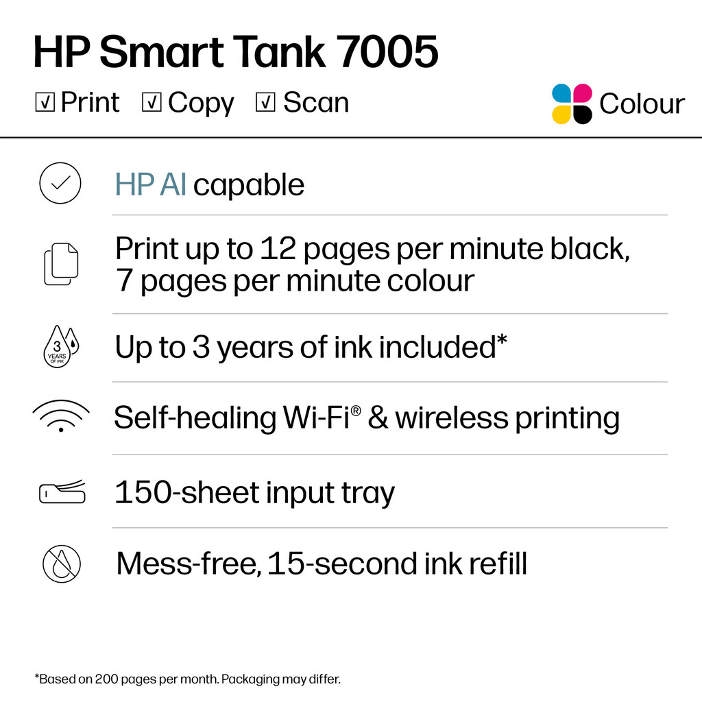 HP Smart Tank 7005 Wireless All-in-One Color Printer, Two-sided printing; Copier, Scanner - Image 18