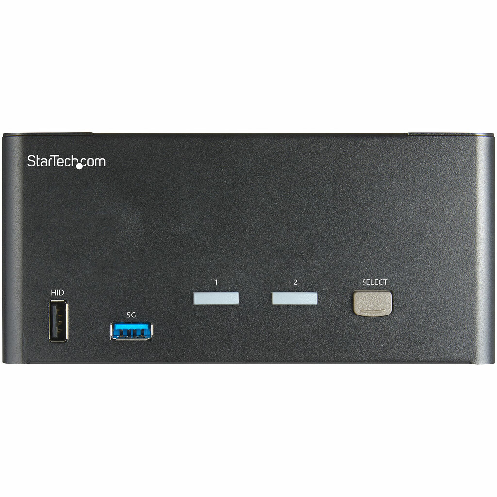 StarTech.com 2 Port Triple Monitor DisplayPort KVM Switch - 4K 60Hz UHD HDR - Desktop DP 1.2 KVM with 2 Port USB 3.0 Hub (5Gbps